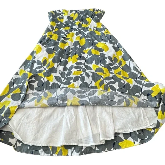 Boden Jade Fit & Flare Linen Cotton Dress Lemon Print Lined V-neck Women Size 4L - Picture 13 of 16